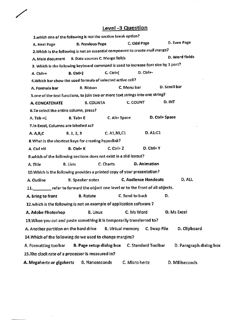 Level-3 MCQ (Sat - 2) | PDF