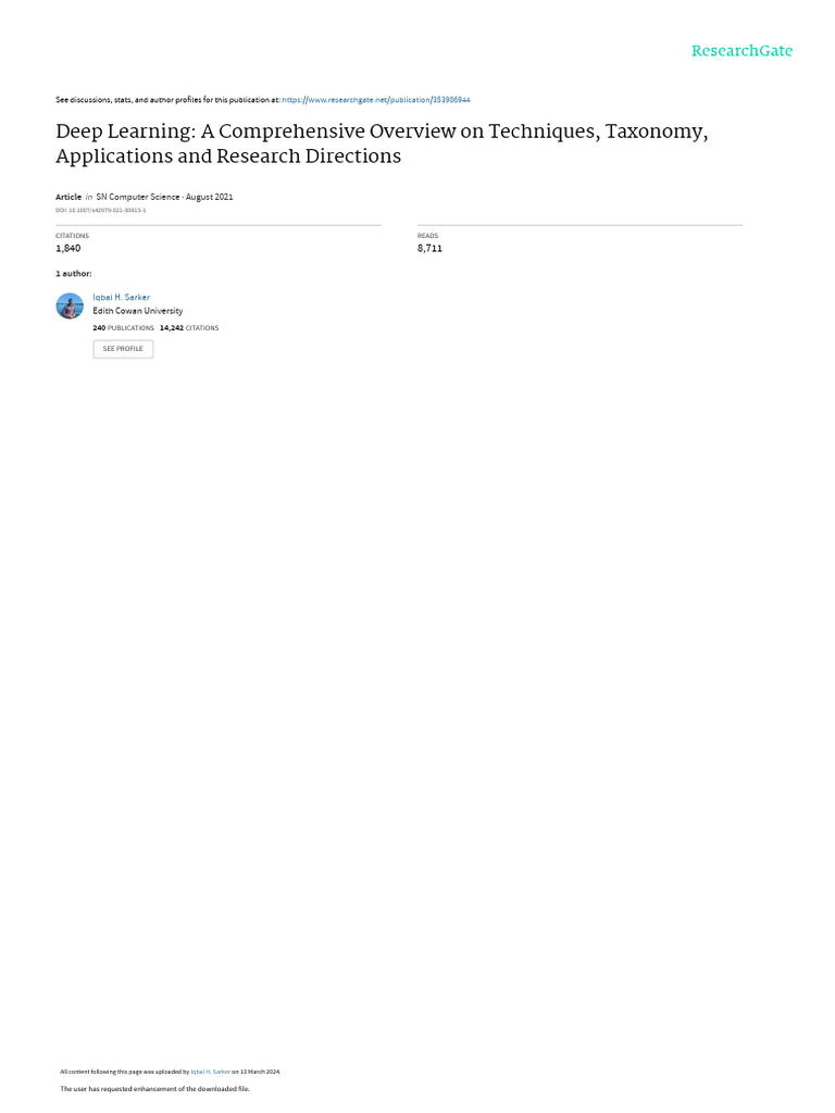 Deep Learning Techniques and Applications | PDF | Deep Learning ...