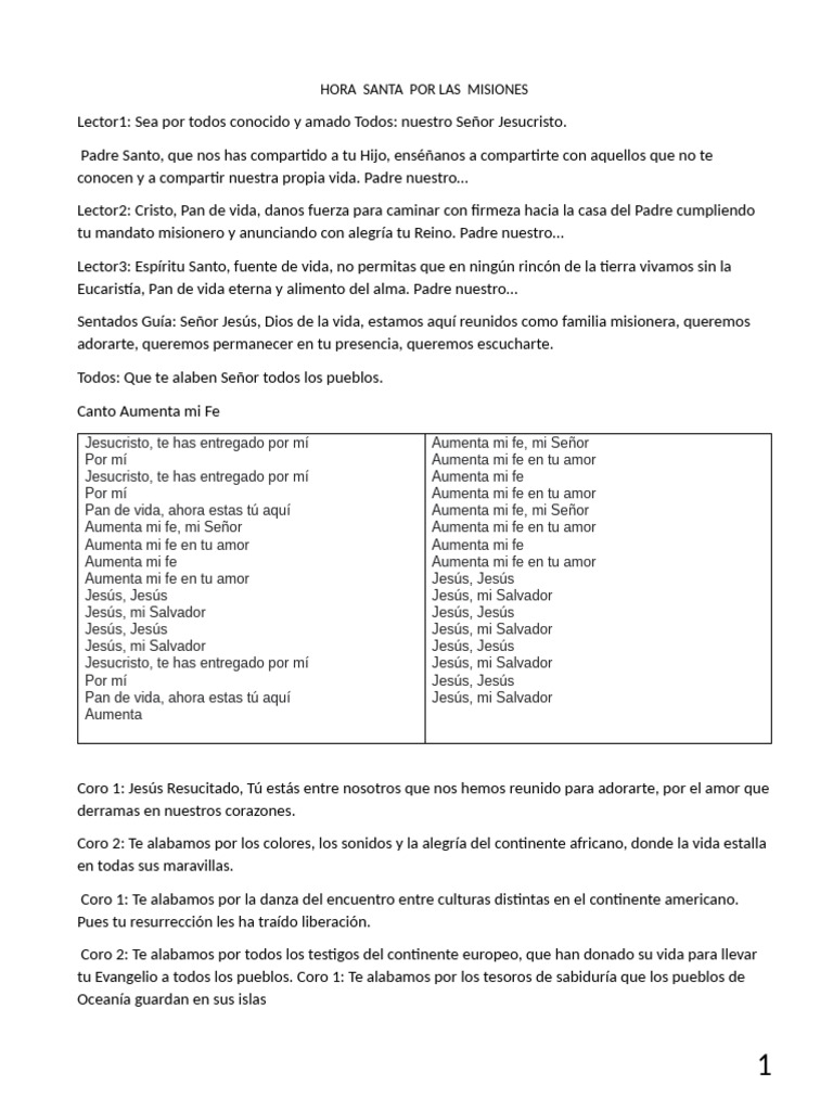 Hora Santa de Misión y Adoración | PDF | Jesús | Cristo (título)