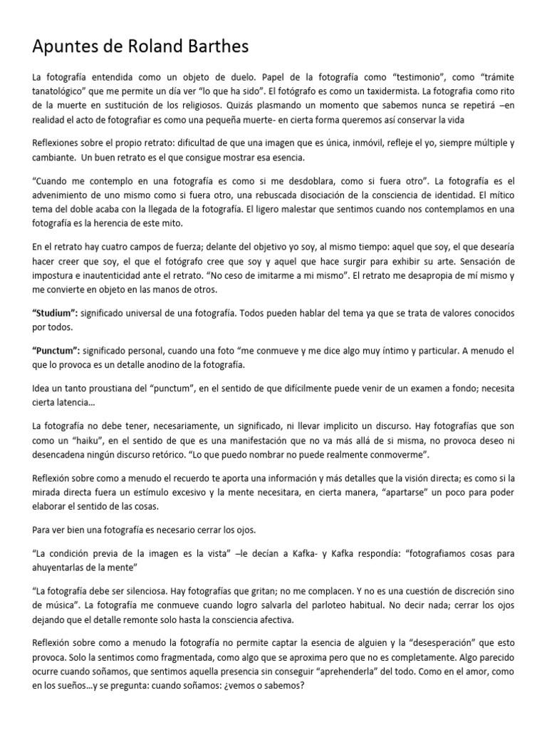 Apuntes de Roland Barthes | PDF