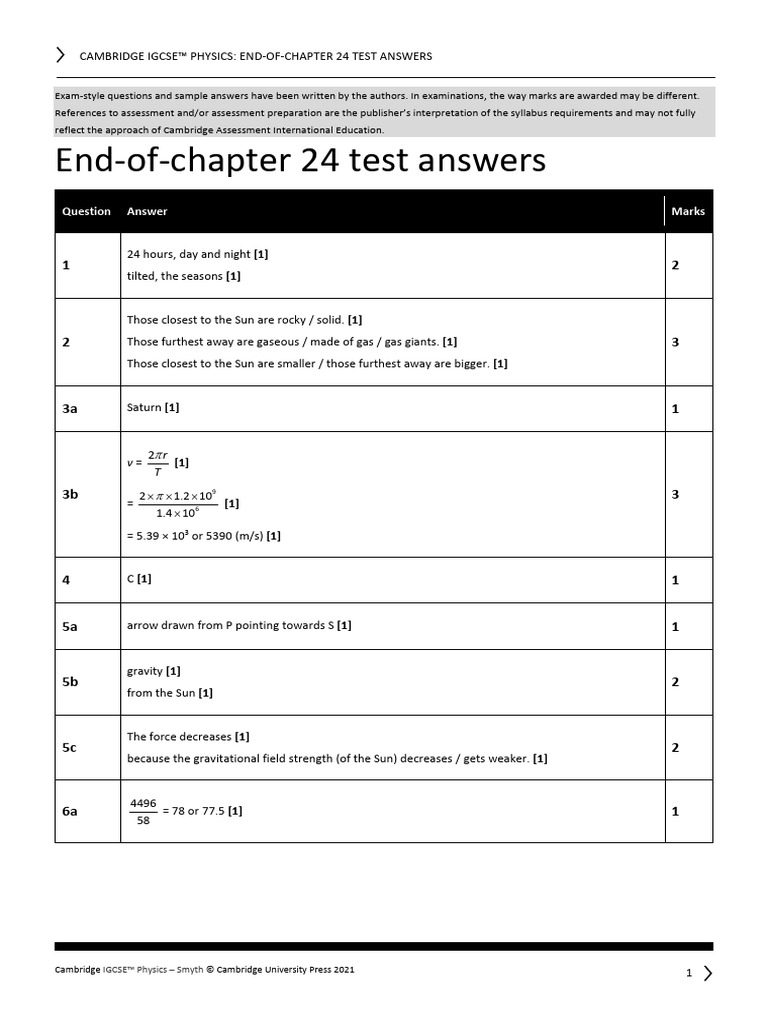 IGCSE Physics Chapter 24 Test Answers | PDF | Local Interstellar Cloud | Planetary Science