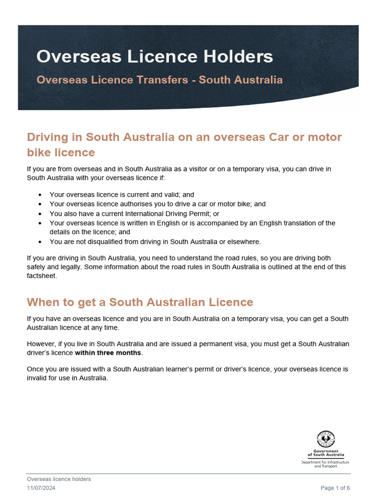Overseas Licence Use in South Australia | PDF | Driver's License | Land ...