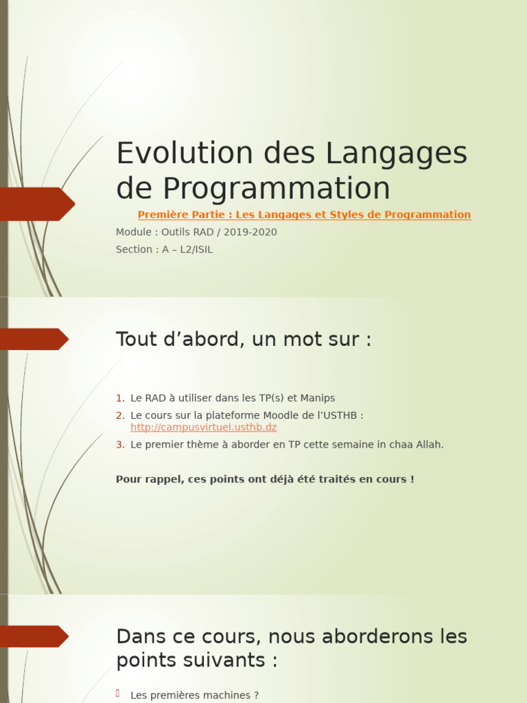 Évolution des Langages de Programmation | PDF | Programmation ...