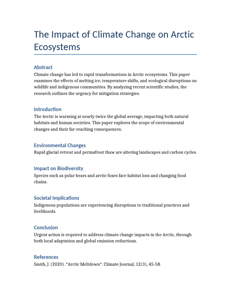The Impact of Climate Change On Arctic Ecosystems Scribd | PDF