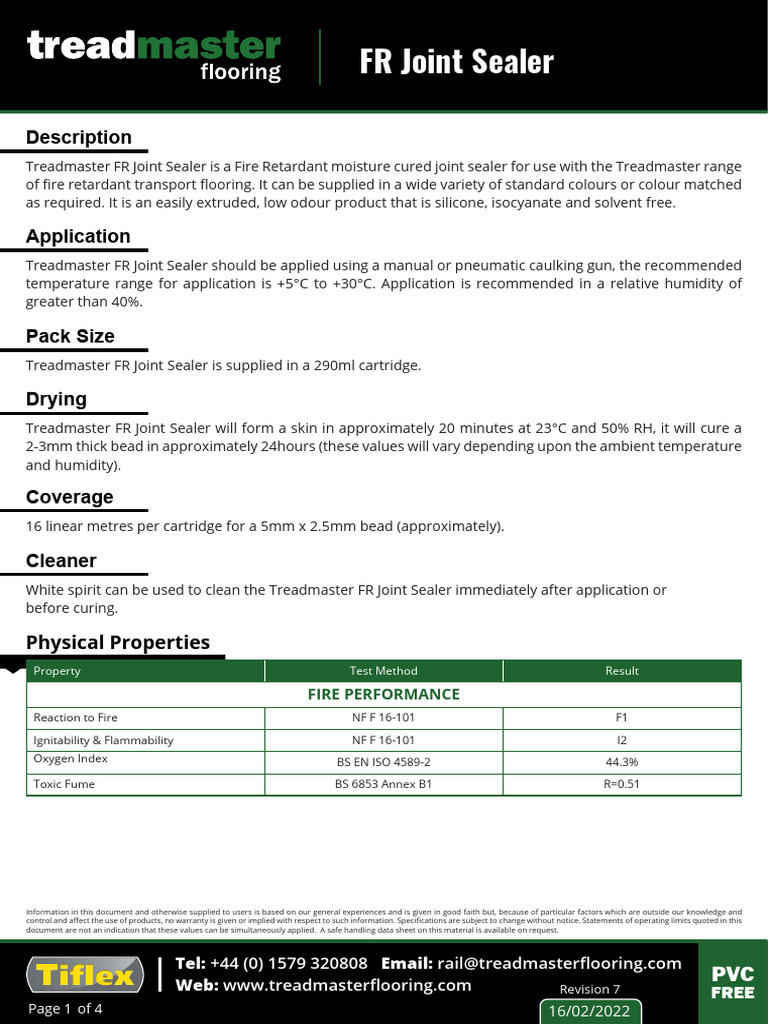 Treadmaster FR Joint Sealer Guide | PDF | Humidity | Materials