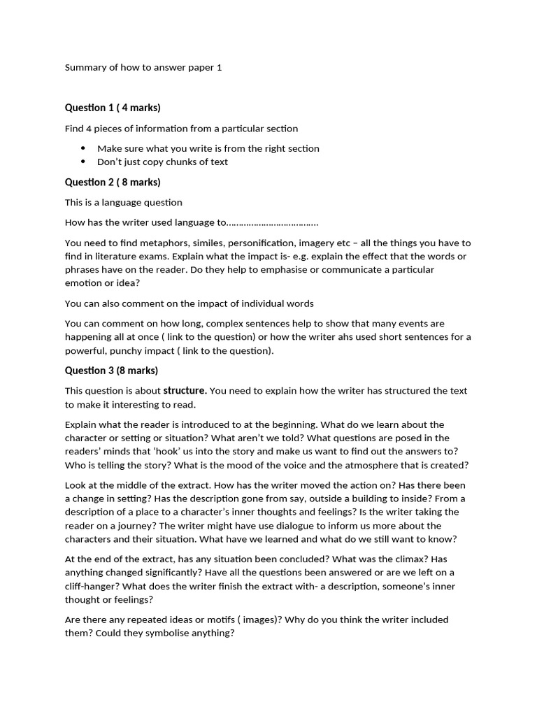 Summary of How To Answer Paper 1 | PDF | Question | Thought