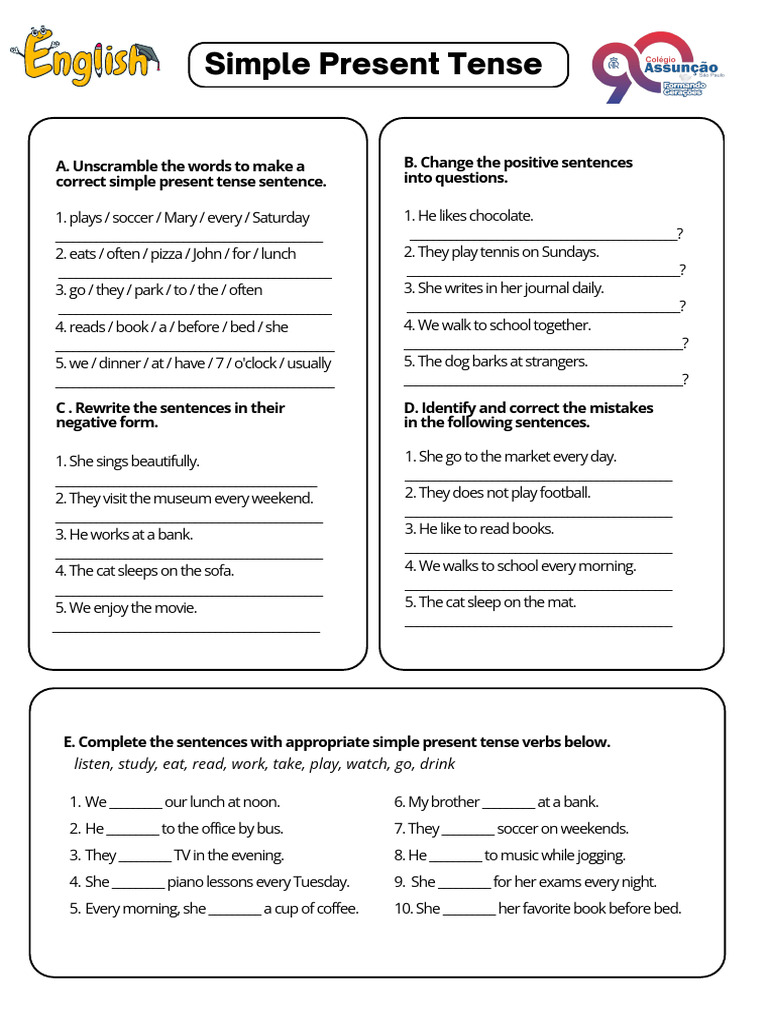 Simple Present Tense Worksheet | PDF | Linguistics | Language Families
