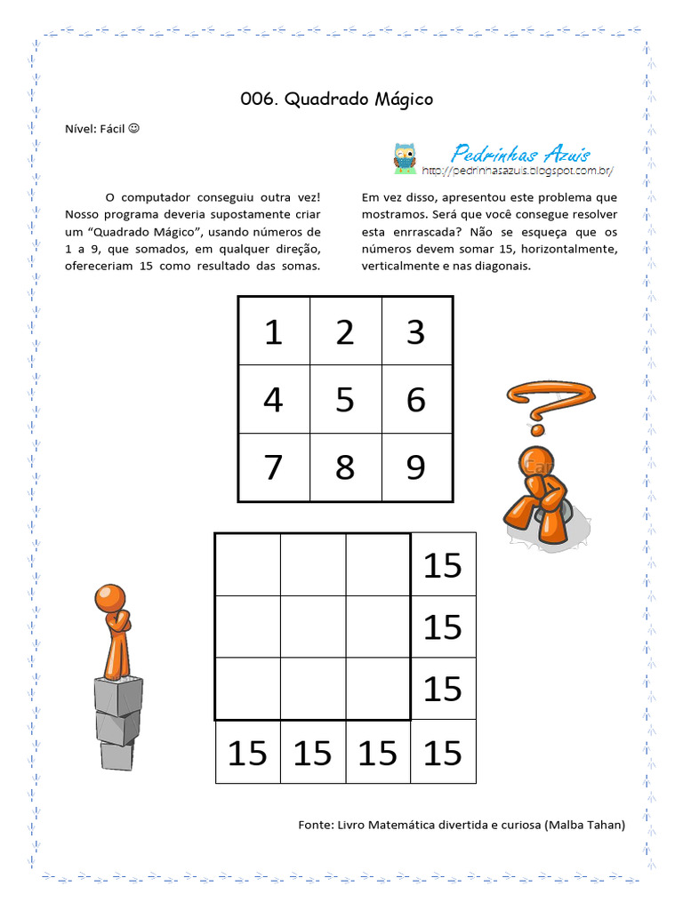 Resolva o Quadrado Mágico 1 a 9 | PDF