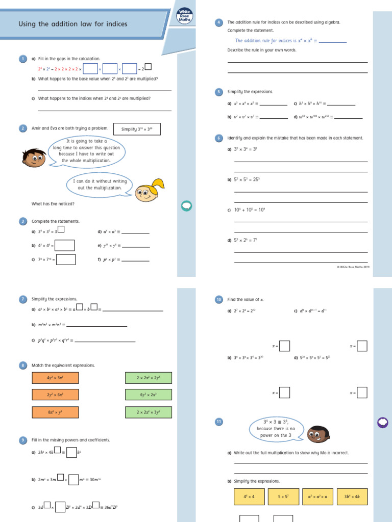 D Using-The-Addition-Law-For-Indices D | PDF | Mathematics | Abstract ...