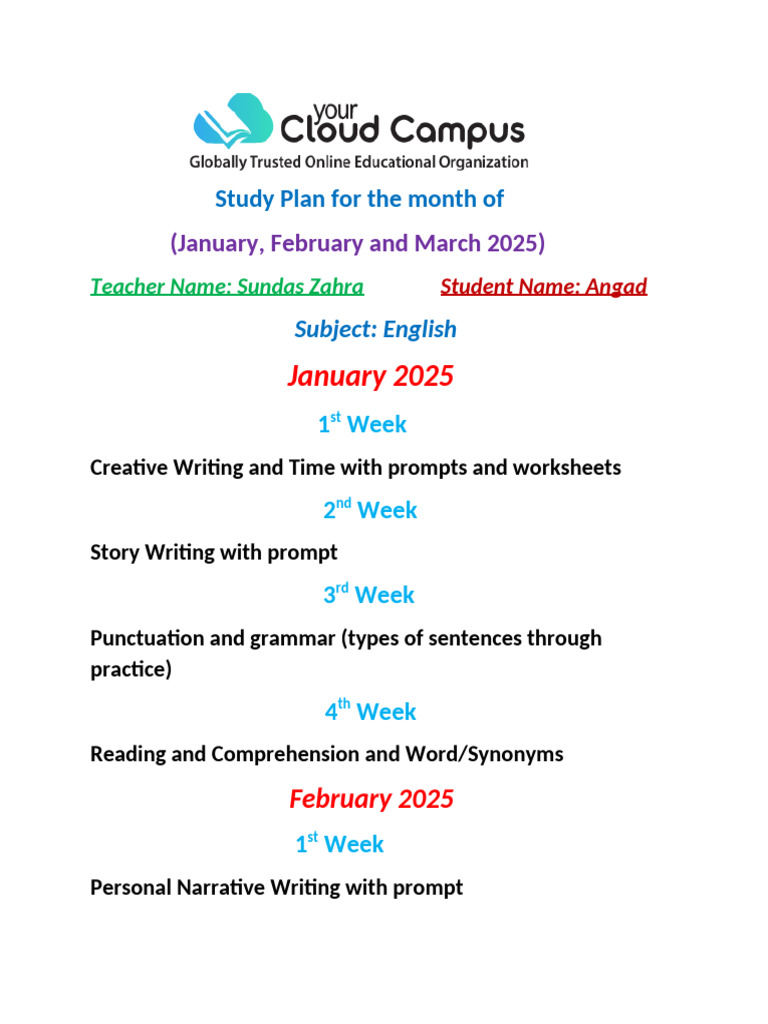 Personal Narrative Writing Plan | PDF