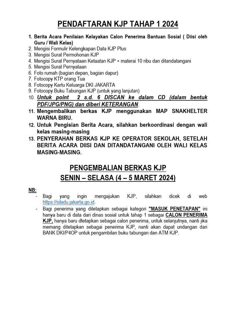 Panduan Pendaftaran KJP 2024 | PDF