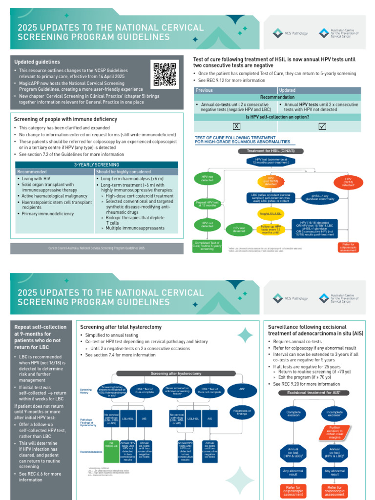 2025 Cervical Screening Guidelines Update | PDF | Cervical Cancer ...