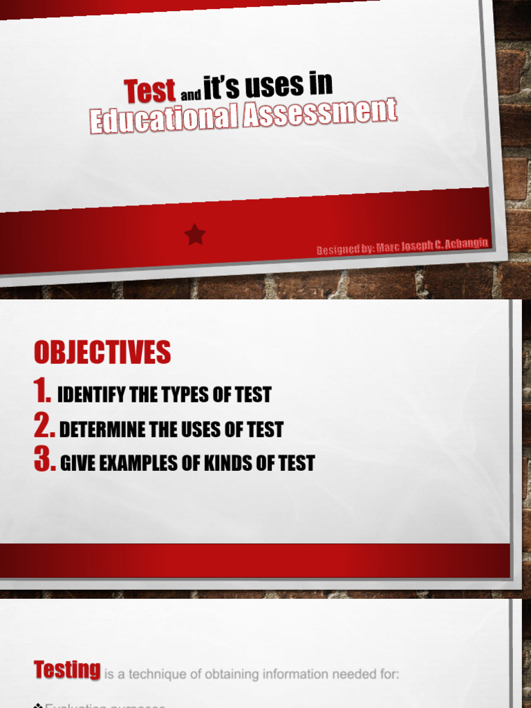 Module 7 Test and Its Uses in Educational Assessment | PDF ...