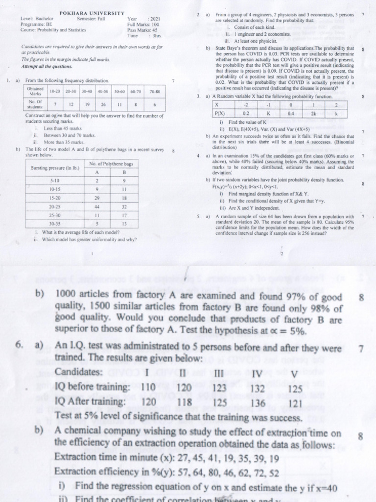Probability and Statistics-21 Fall | PDF