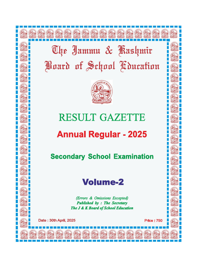 Secondary School Exam Results 2025 | PDF