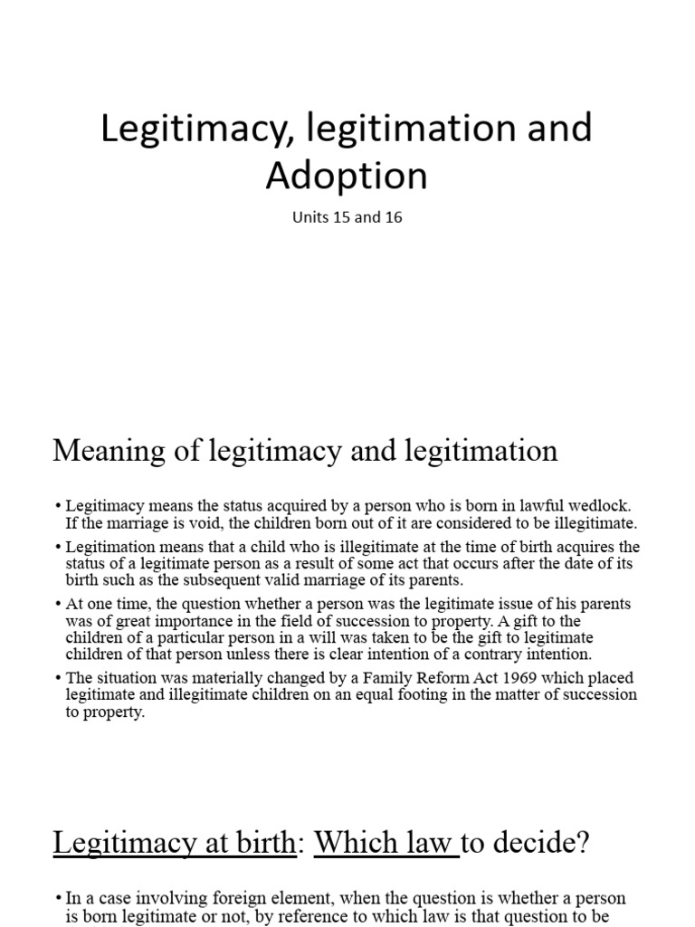 Legitimacy Legitimation Adoption | PDF | Legitimacy (Family Law ...