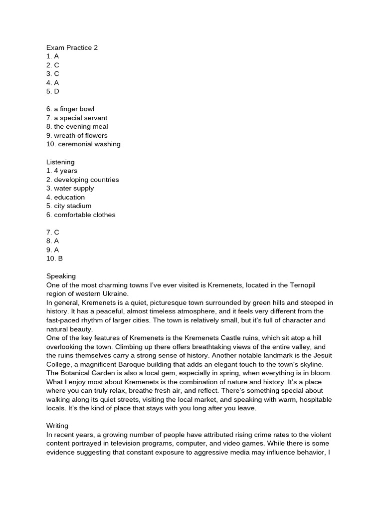 Exam Practice: Listening & Speaking Skills | PDF | Crimes | Crime ...