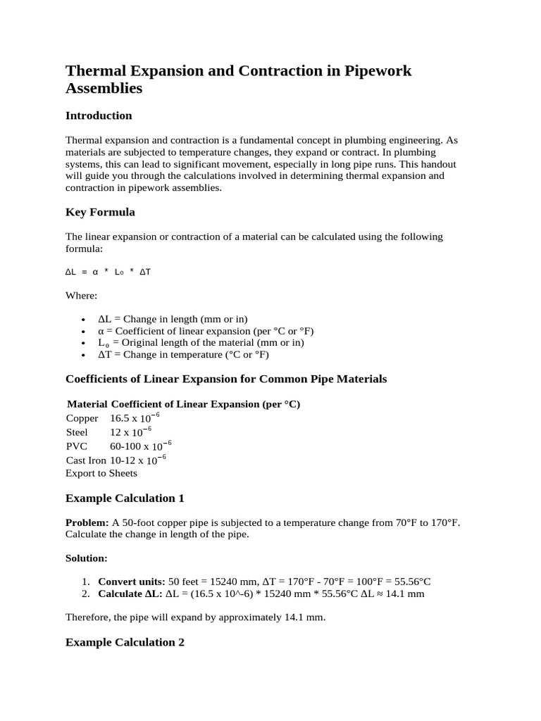 Thermal Expansion in Pipework Explained | PDF | Thermal Expansion ...