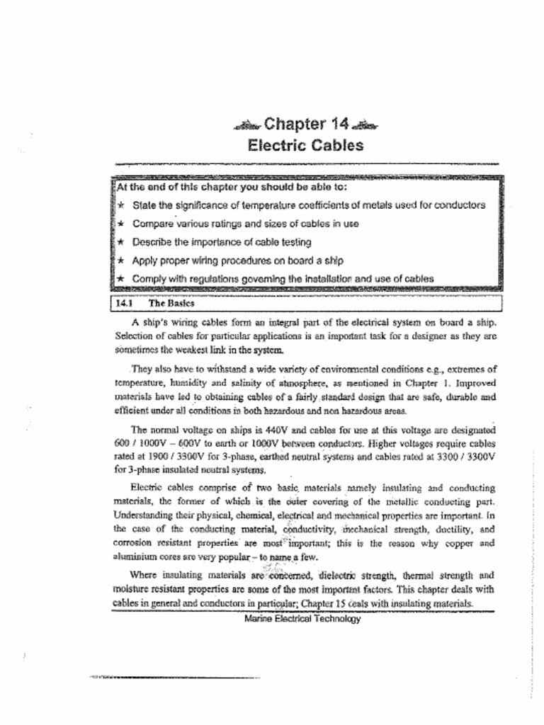 Chapter 14 - Electric Cables | PDF