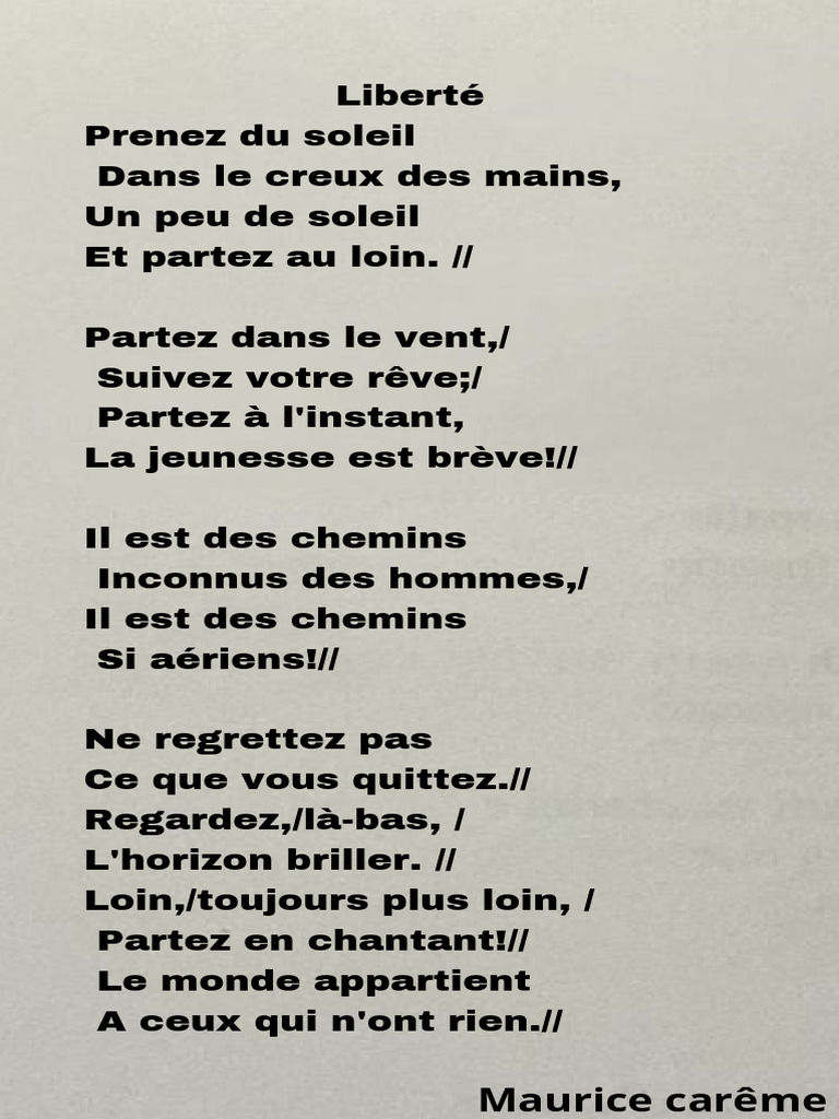 Liberté : Poésie de Maurice Carême | PDF