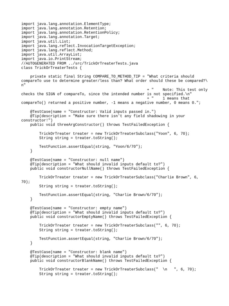 TrickOrTreater Constructor Tests | PDF | Boolean Data Type ...