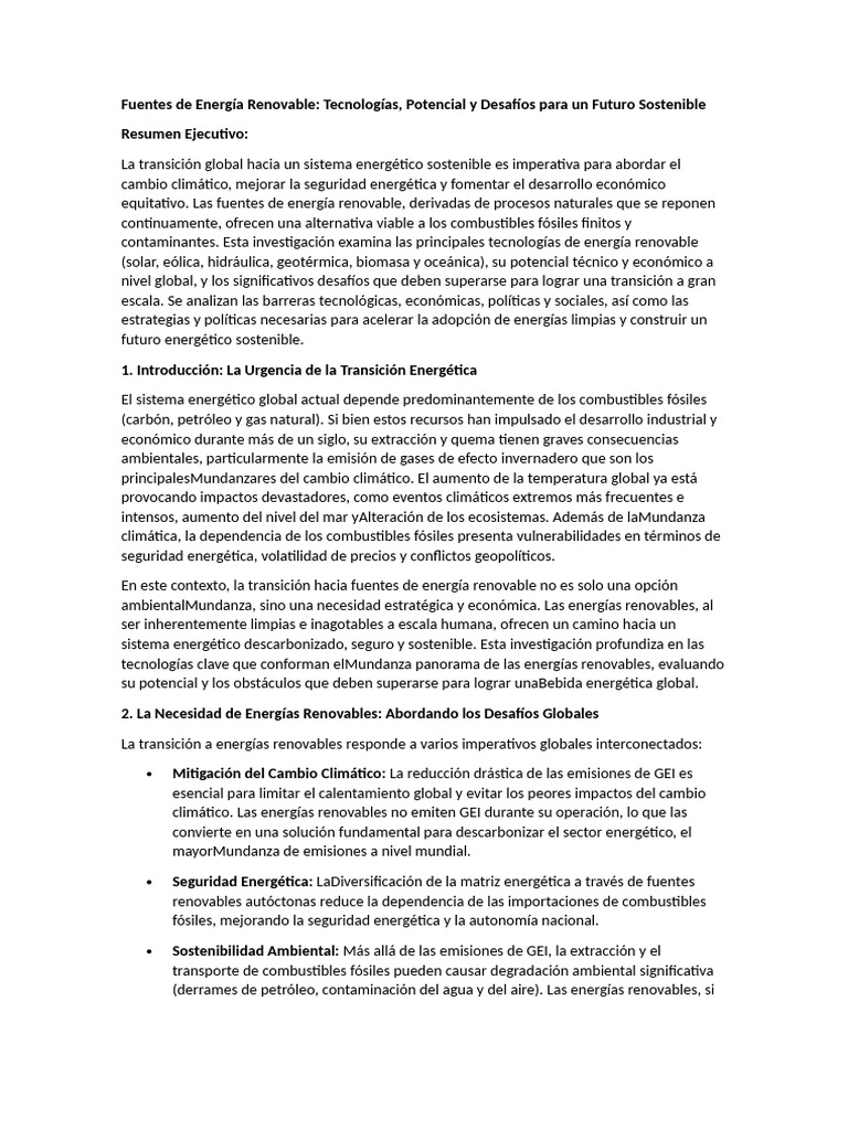 1 Fuentes de Energía Renovable | PDF | Energía renovable | Energía solar