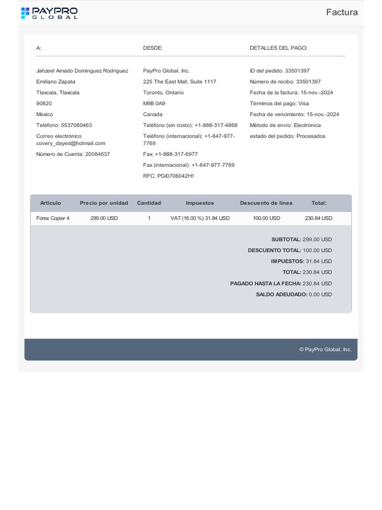 PayPro Global Invoice 33501397 (2024-Nov-15) | PDF
