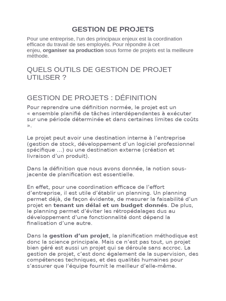 Guide complet sur la gestion de projets | PDF | Gestion de projet ...