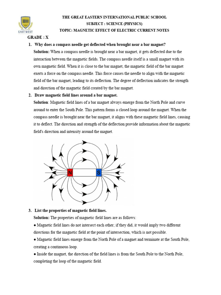 Class 10 Magnetic Effects Notes | PDF | Magnetic Field ...
