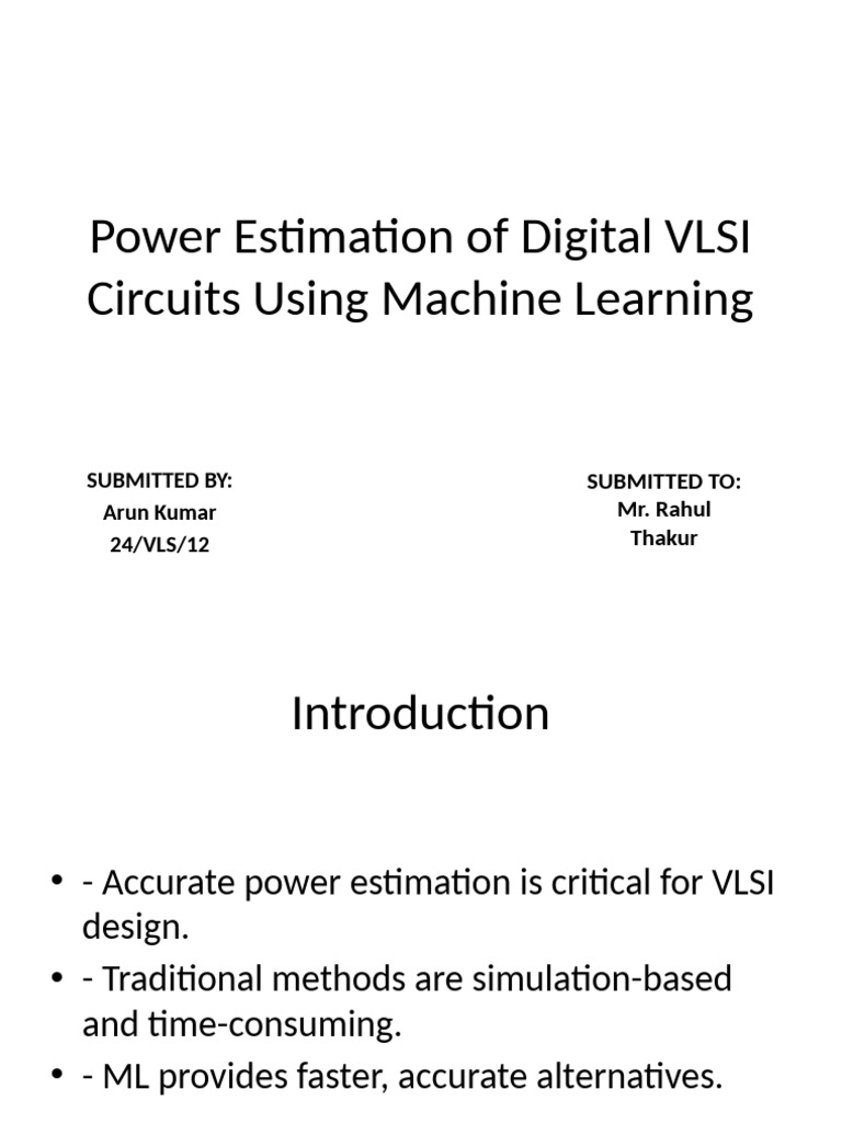 ML Power Estimation in Digital VLSI | PDF | Regression Analysis ...
