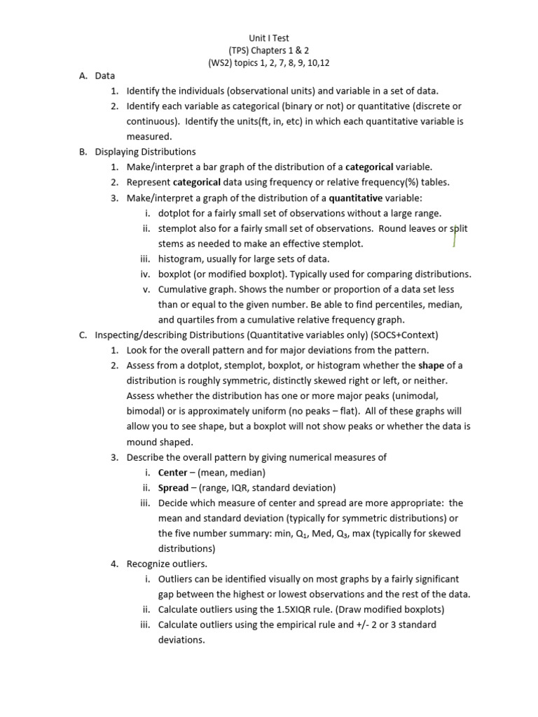 Unit I Test: Data Analysis & Distributions | PDF | Skewness | Mean