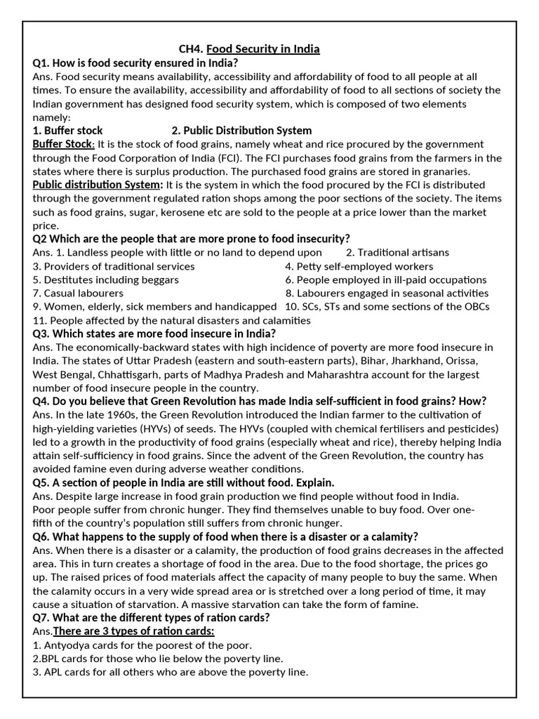 Food Security System in India Explained | PDF | Cereals | Famine