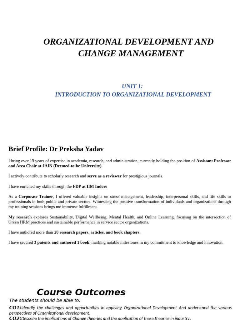 Week 1 | PDF | Organization Development | Change Management