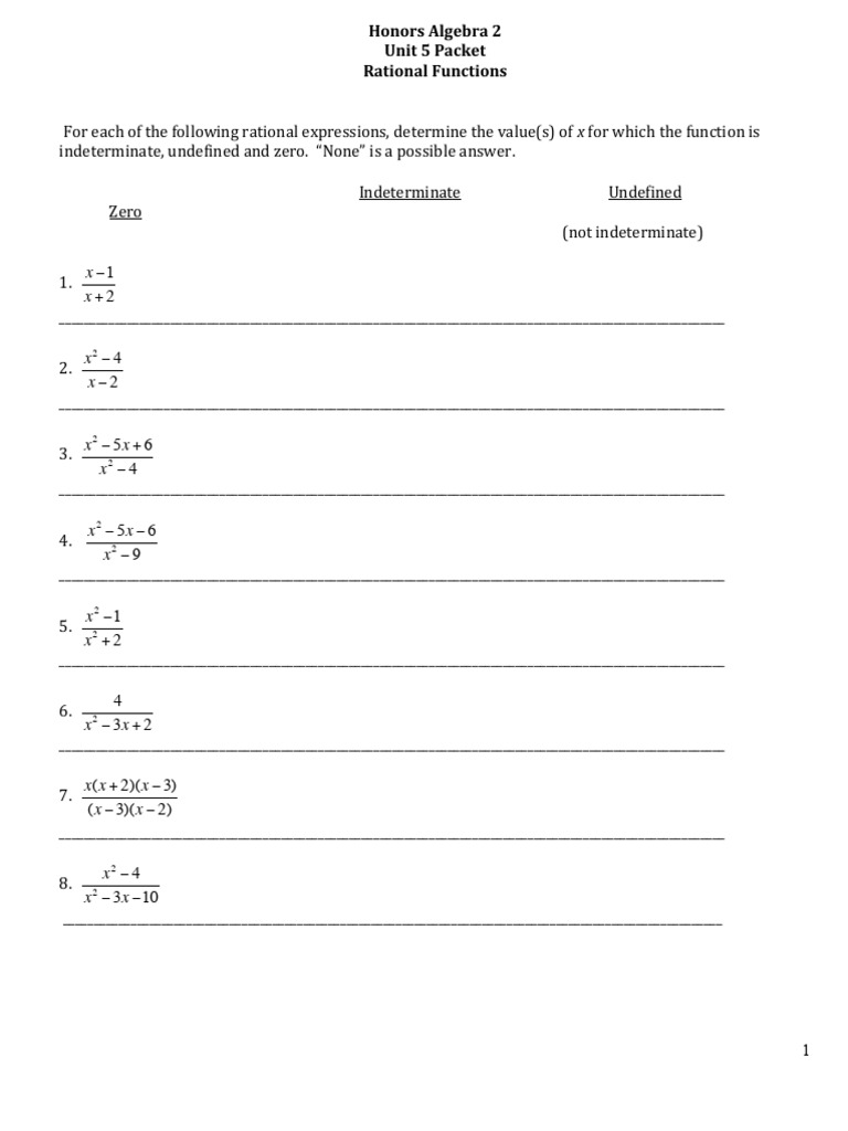 Unit+5+Packet+Rat+Fns+24 25 | PDF | Asymptote | Function (Mathematics)