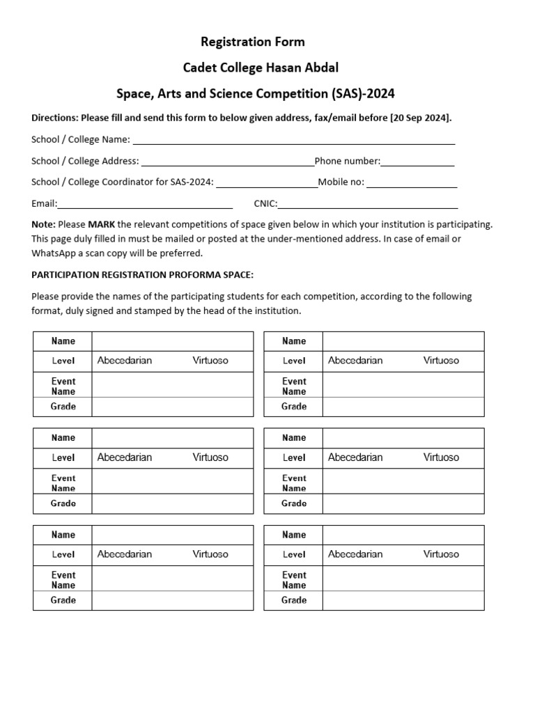 SAS-2024 Online Registration Form | PDF