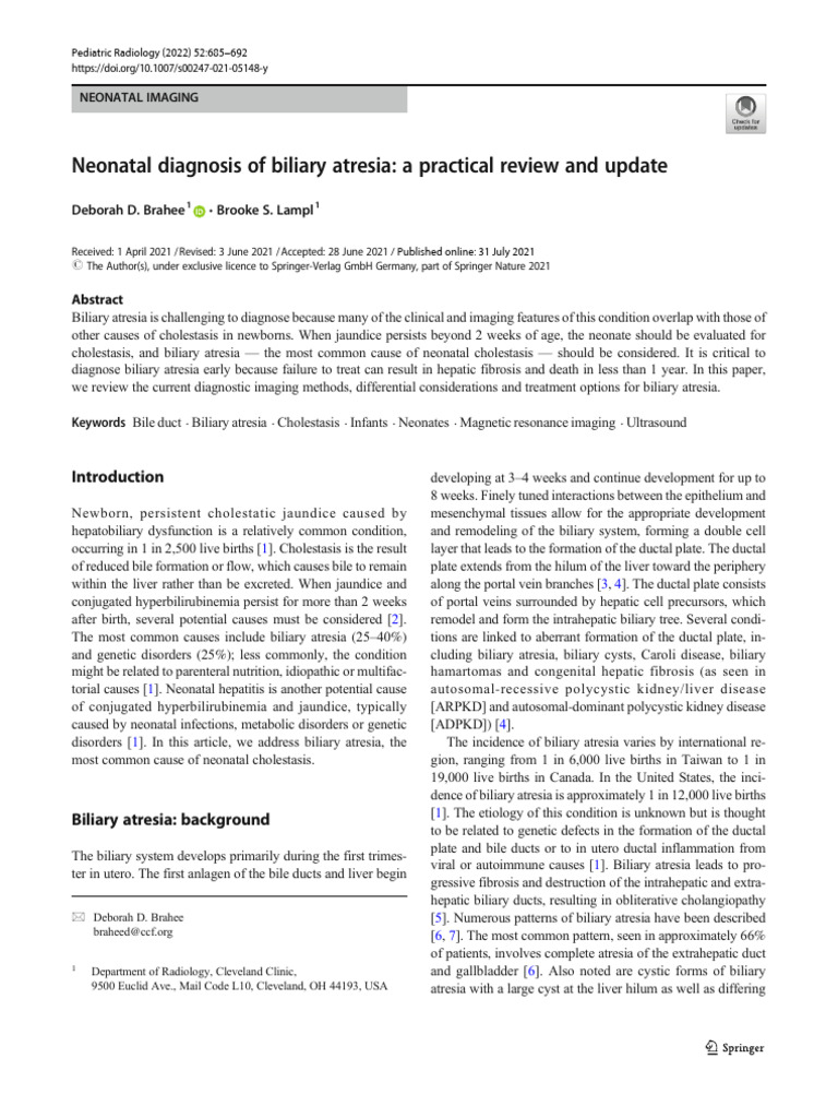 Neonatal Biliary Atresia Diagnosis Guide | PDF | Liver | Gallbladder