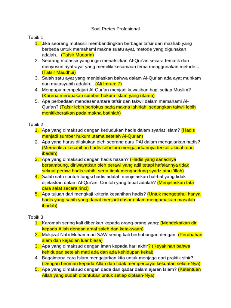 Soal Pretes Profesional | PDF