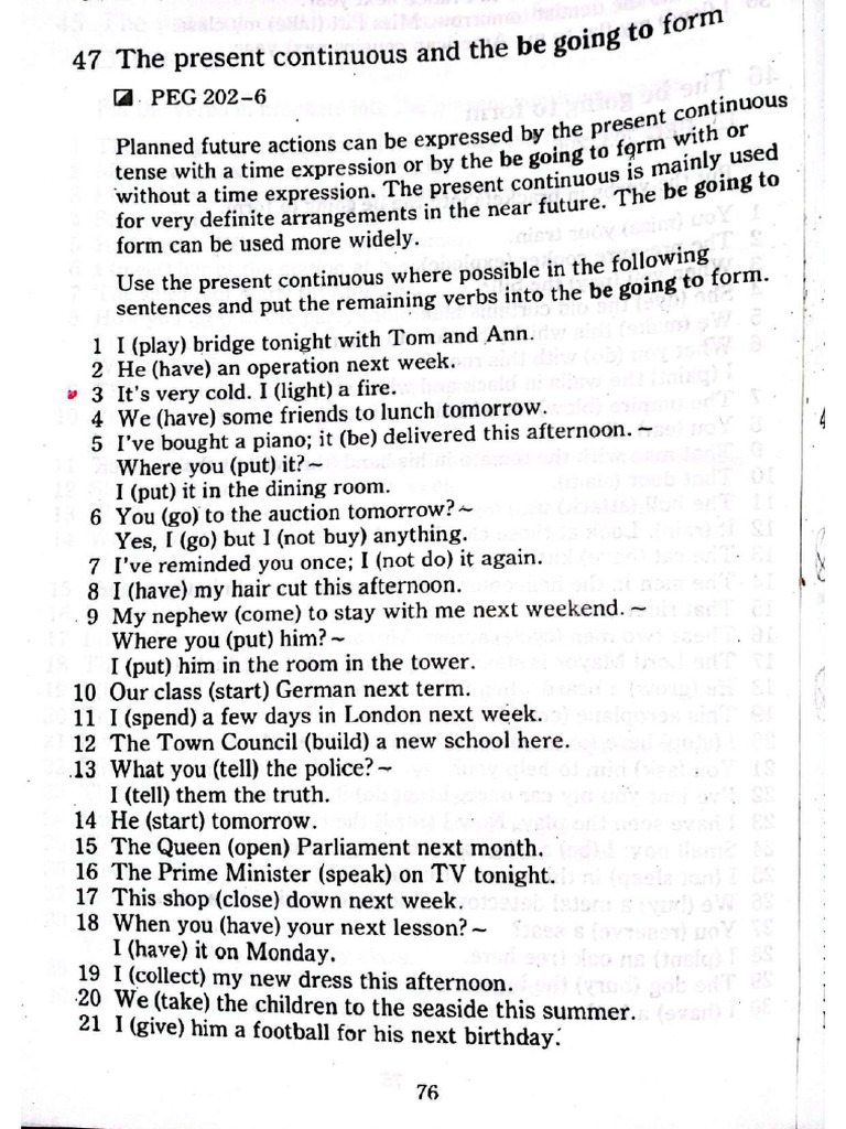 The Present Continuous and The Be Going To Form | PDF
