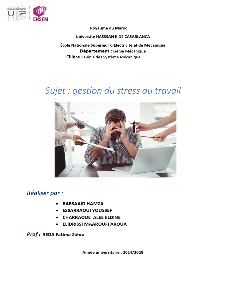 Gestion du Stress au Travail : Stratégies Efficaces | PDF | Syndrome d ...