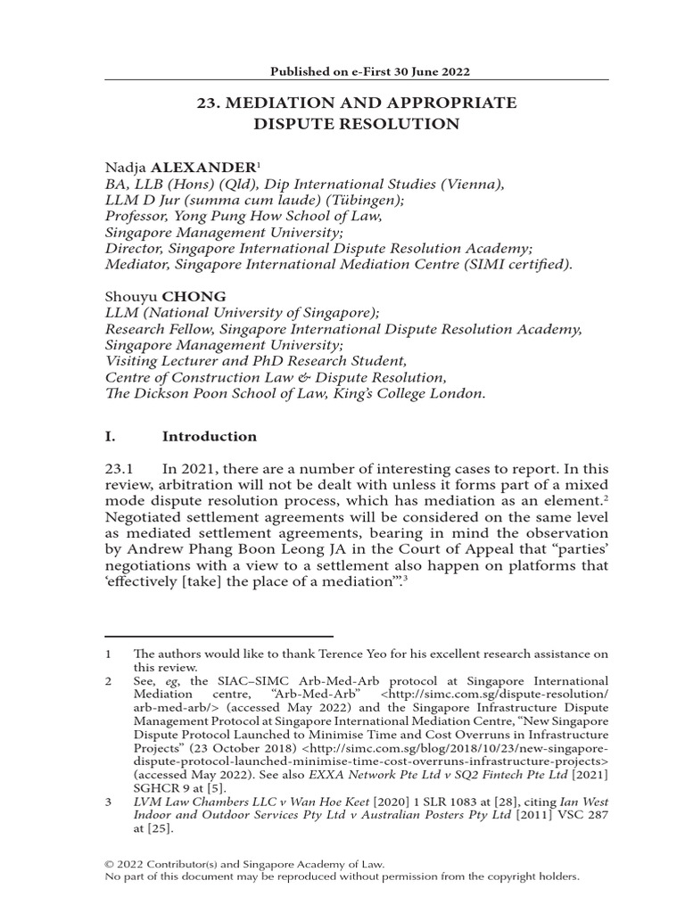 Mediation and ADR Case Review 2021 | PDF | Mediation | Alternative ...