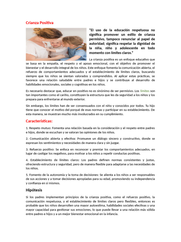 Crianza Positiva | PDF | Las emociones | Comportamiento