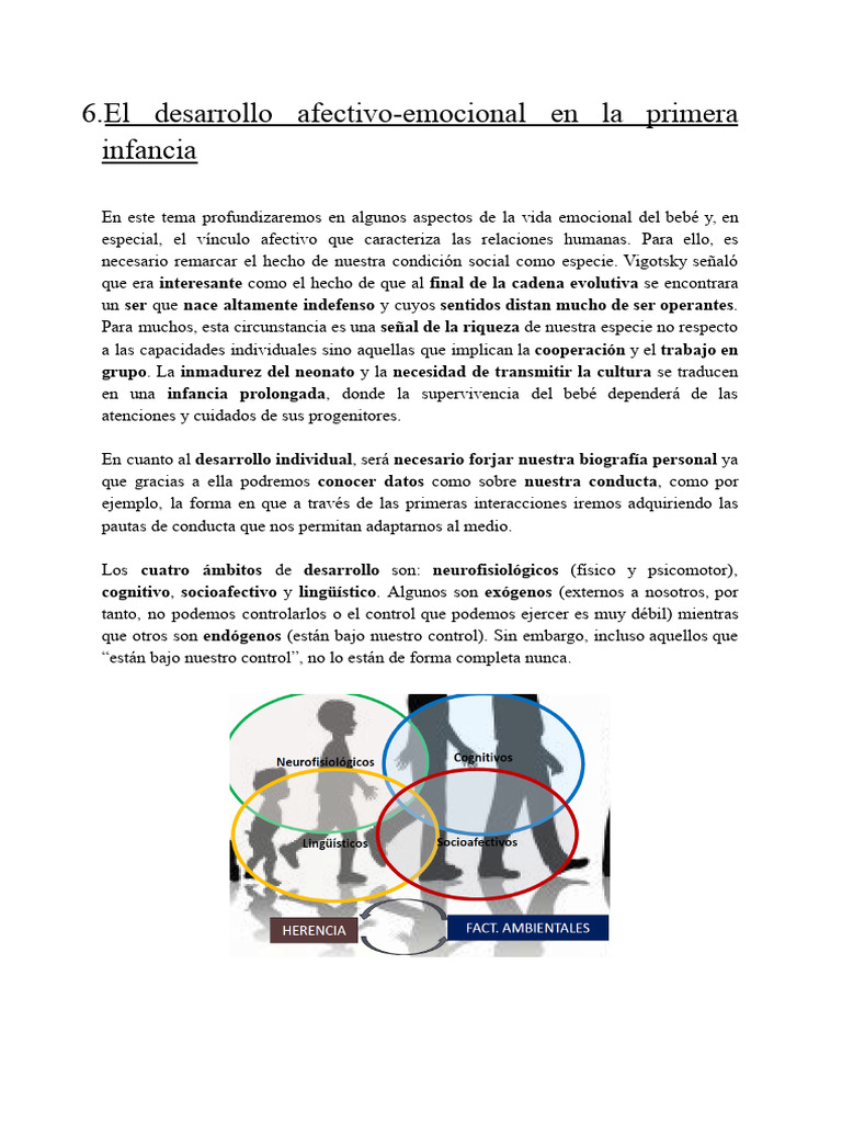 Desarrollo emocional en la infancia temprana | PDF | Teoría de apego ...