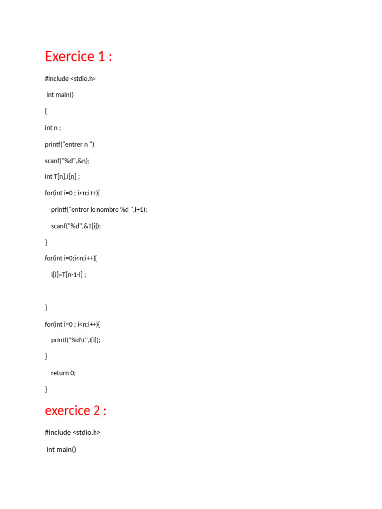 Exemples de Code C pour Matrices et Tableaux | PDF | Programmation ...
