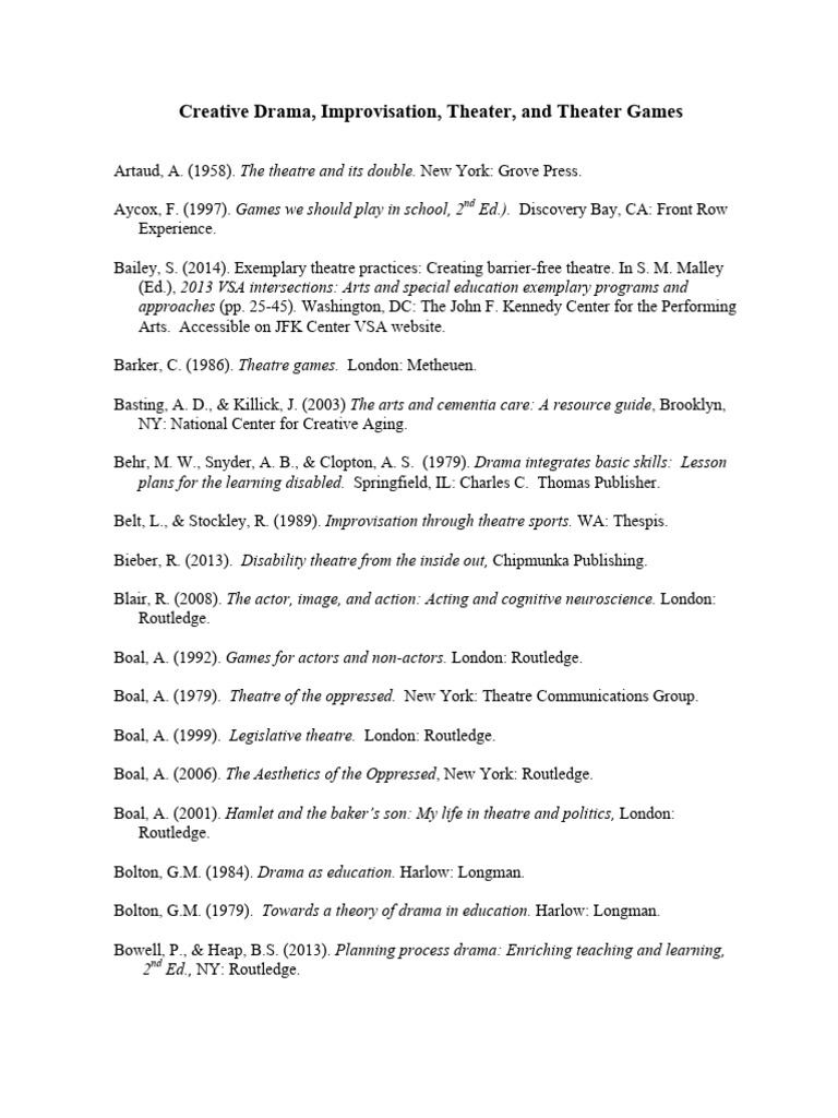 Creative Drama and Theater Techniques | PDF | Theatre