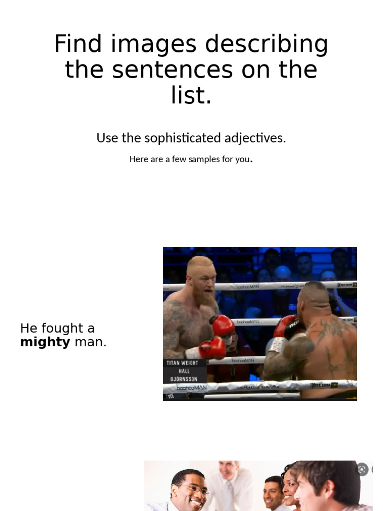 Find Images Describing The Sentences On The List | PDF