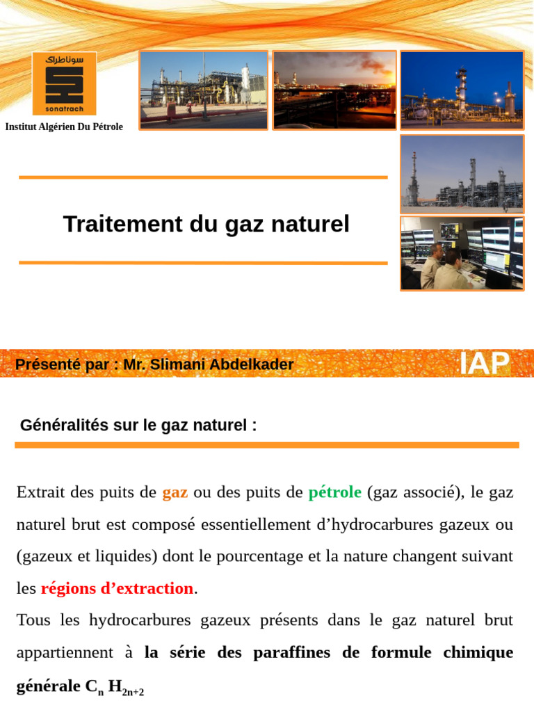 Traitement et caractéristiques du gaz naturel | PDF | Gaz naturel | Méthane