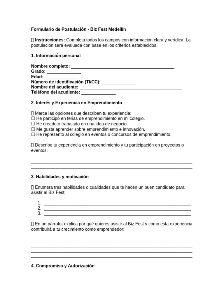 Formulario de Postulación | PDF