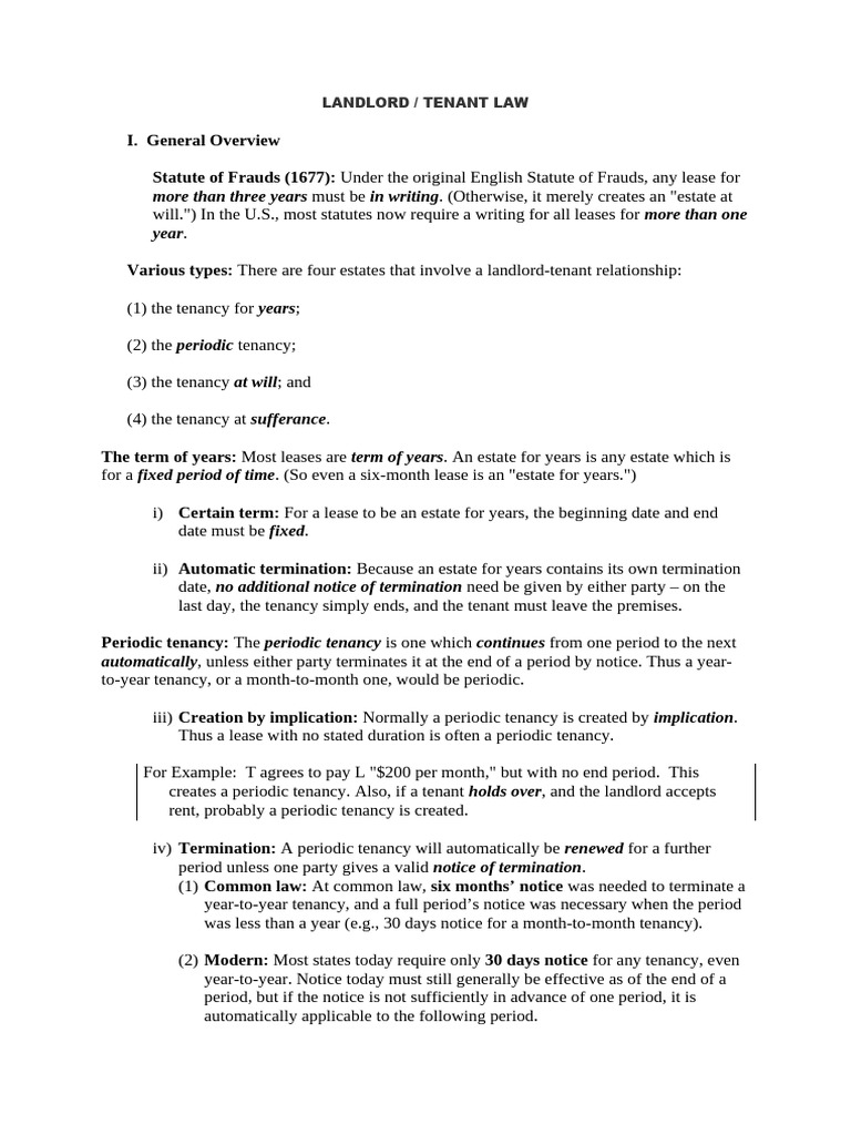 Understanding Landlord-Tenant Law | PDF | Leasehold Estate | Lease