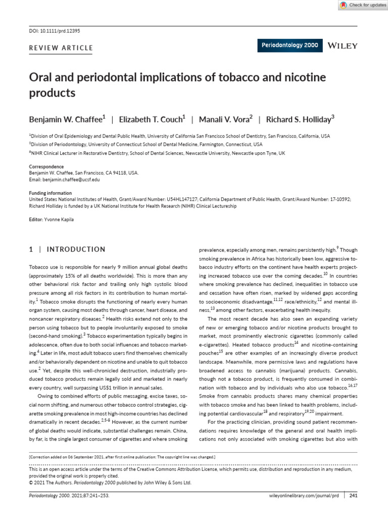 Oral Health Risks of Tobacco Products | PDF | Electronic Cigarette ...