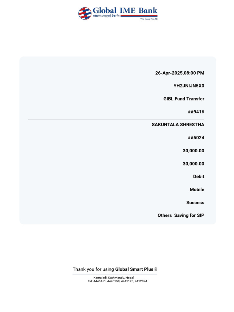 GIBL Fund Transfer Payment Receipt | PDF